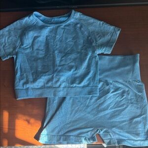 Women's Blue Athletic Shorts Set